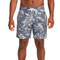 Herren Badehose Größe M mit Blattmuster Blau Rosa Grün und Kordelzug