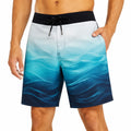 Herren Badeshorts Größe L aus Textilgewebe Blau Schwarz mit Wellenmuster