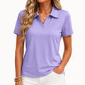 Damen Poloshirt Größe S in Lila mit Kurzarm und V Ausschnitt