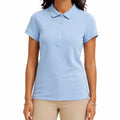 Damen Poloshirt M Hellblau Piqué Kurzarm Klassisch