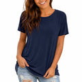 Damen T-Shirt Größe S aus Synthetik in Dunkelblau mit Rundhals Kurzarm