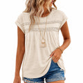 Damen T-Shirt M aus Textil in Creme mit Spitzeneinsatz locker