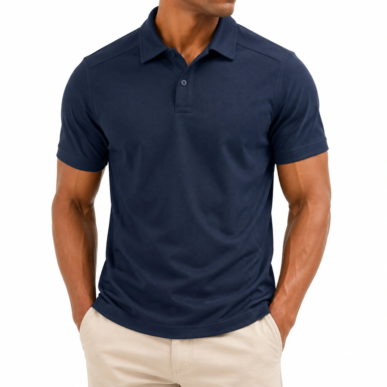 Herren Poloshirt Größe M aus Piqué-Gewebe in Dunkelblau mit Kurzarm