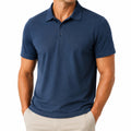 Herren Poloshirt XL aus Textil in Marineblau mit Kurzarm und Knopfleiste