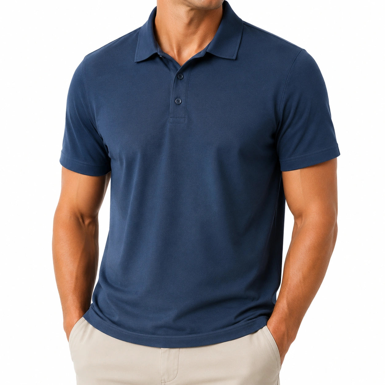 Herren Poloshirt XL aus Textil in Marineblau mit Kurzarm und Knopfleiste