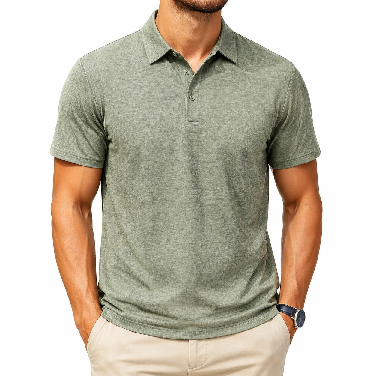 Herren Poloshirt XL aus Textil in Olivgrün mit Kurzarm