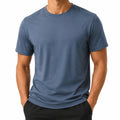 Herren T-Shirt M aus Kunstfaser in Stahlblau für Sport und Freizeit mit Kurzarm