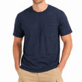 Herren T-Shirt Größe M Dunkelblau mit Brusttasche Kurzarm Rundhals