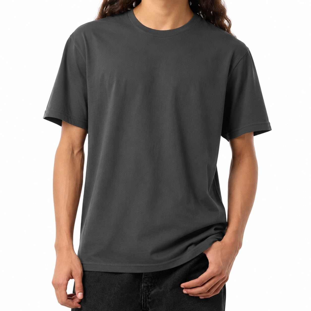 T-Shirt XL Dunkelgrau Kurzarm Rundhals Locker Geschnitten