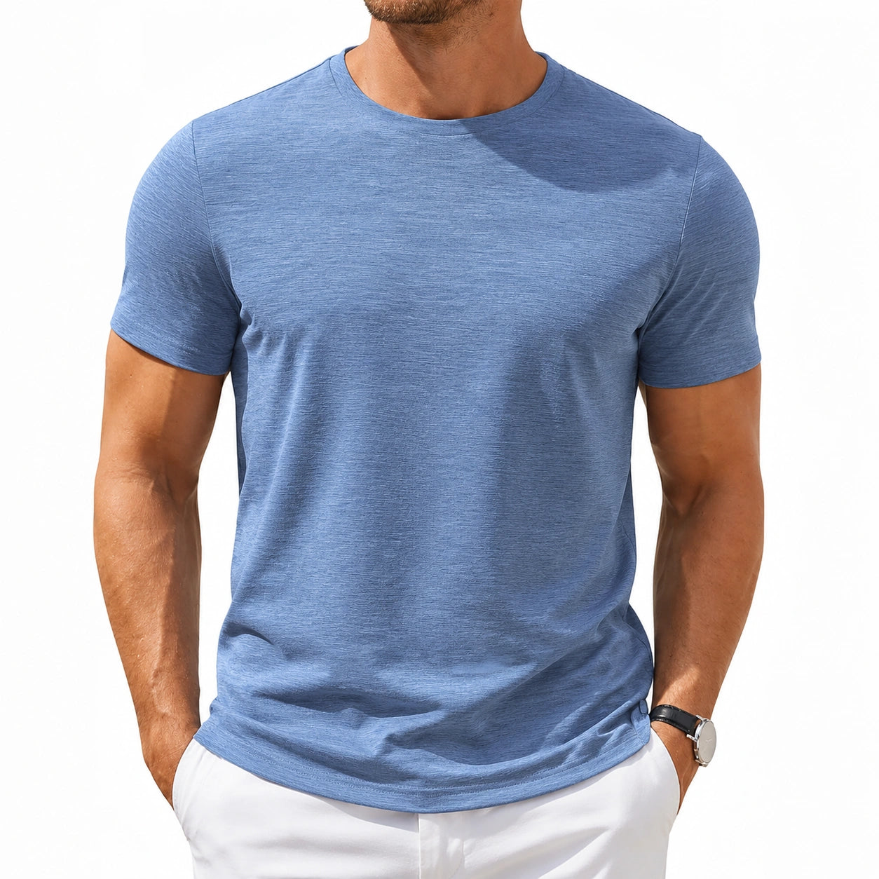 Herren T-Shirt XL Blau Kurzarm Rundhals Alltag