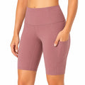 Damen Sportshorts S Altrosa mit hoher Taille und Seitentasche aus elastischem Textilgewebe