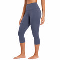 Damen Sportleggings Größe S aus elastischem Stoff in Blaugrau mit hohem Bund