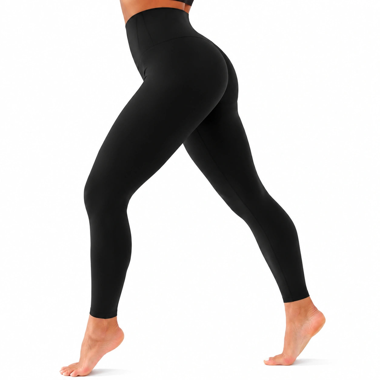Damen Leggings Größe L Schwarz mit hohem Bund für Sport und Freizeit